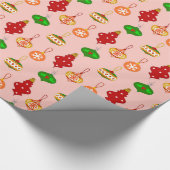 Antiek Ornament Patroon in rood, groen en roze Cadeaupapier (Hoek)