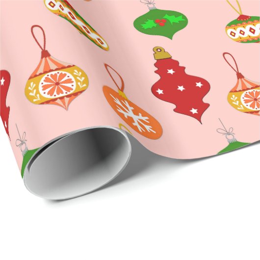 Antiek Ornament Patroon in rood, groen en roze Cadeaupapier (Rol Hoek)