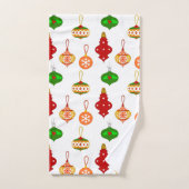 Antiek Ornament Patroon in Rood, Groen en Wit Bad Handdoek (Handdoek)