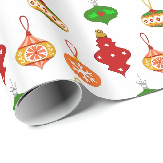 Antiek Ornament Patroon in Rood, Groen en Wit Cadeaupapier (Rol Hoek)