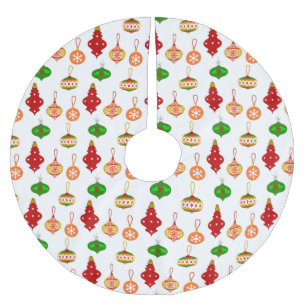 Antiek Ornament Patroon in Rood, Groen en Wit Kerstboom Rok