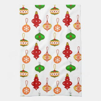 Antiek Ornament Patroon in Rood, Groen en Wit Theedoek