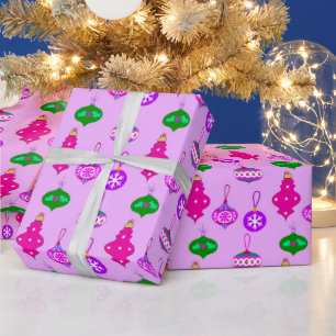 Antiek Ornament Patroon in Roze, Blauwgroen en Orc Cadeaupapier