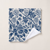 Antiek ornamental Floral white on marine Bad Handdoek (Wasdoekje)