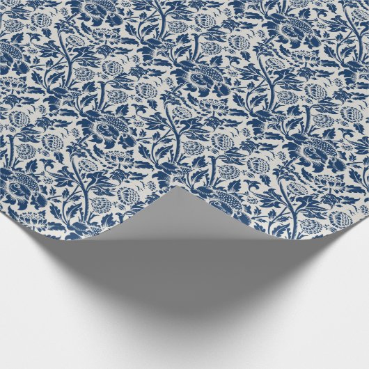 Antiek ornamental Floral white on marine Cadeaupapier (Hoek)