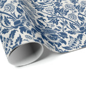 Antiek ornamental Floral white on marine Cadeaupapier (Rol Hoek)