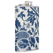 Antiek ornamental Floral white on marine Heupfles (Rechts)