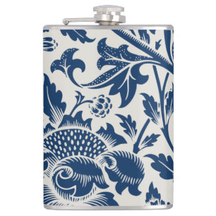 Antiek ornamental Floral white on marine Heupfles