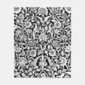 Antiek ornamental Floral wit op zwart Fleece Deken (Voorkant)