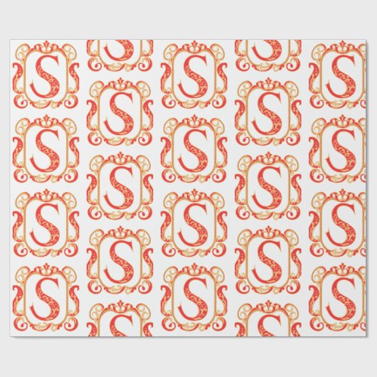 Antiek Ornamental Monogram - hoofdletter S Cadeaupapier (Vlak)