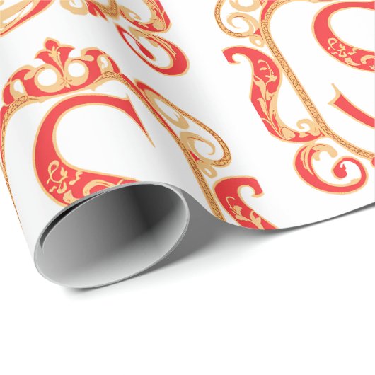 Antiek Ornamental Monogram - hoofdletter S Cadeaupapier (Rol Hoek)