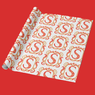 Antiek Ornamental Monogram - hoofdletter S Cadeaupapier