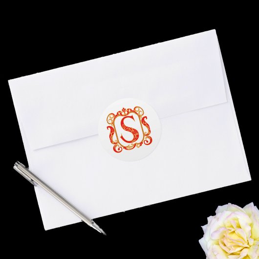 Antiek Ornamental Monogram - hoofdletter S Ronde Sticker