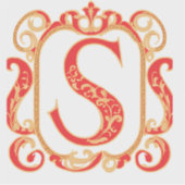 Antiek Ornamental Monogram - hoofdletter S Sticker (Voorkant)