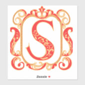 Antiek Ornamental Monogram - hoofdletter S Sticker (Vel)