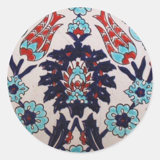 antiek Ottomaanse tegel TULP Ronde Sticker (Voorkant)