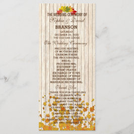 Antiek Oud Houten Herfst Bruiloftsprogramma Op Maa Programmakaart