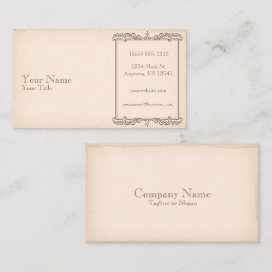 Antiek oud papier visitekaartje (Voorkant / Achterkant)