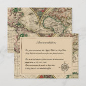 Antiek Oud Wereldkaart Bieden Invoegen Informatiekaartje (Voorkant / Achterkant)