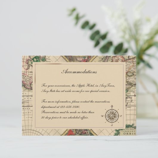 Antiek Oud Wereldkaart Bieden Invoegen Informatiekaartje (Staand voorkant)