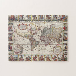  Antiek oud Wereldkaart ontwerp Legpuzzel