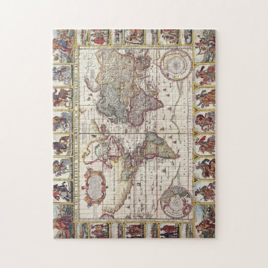  Antiek oud Wereldkaart ontwerp Legpuzzel (Verticaal)