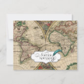 Antiek Oud Wereldkaart Verloving Kaart (Achterkant)