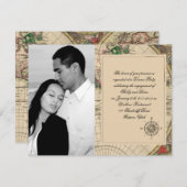 Antiek Oud Wereldkaart Verloving Kaart (Voorkant / Achterkant)