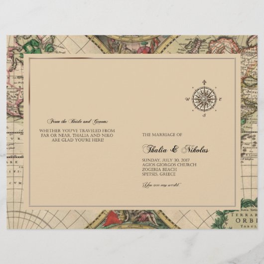 Antiek oud Wereldkaart weddenschap Thalia (Voorkant)