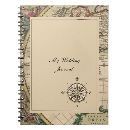 Antiek Oud Wereldkaart Wedding Journal Notitieboek (Voorkant)