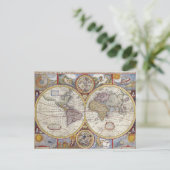 Antiek oude algemene kaart van de wereld (Staand voorkant)