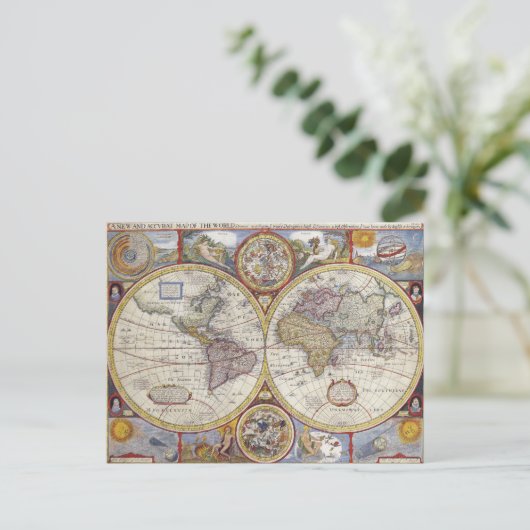 Antiek oude algemene kaart van de wereld (Staand voorkant)