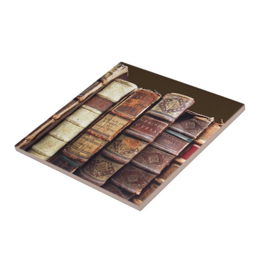 Antiek Oude Boeken  Tomes Gift Tegeltje (Zijkant)