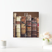 Antiek Oude Boeken  Tomes Gift Vierkante Klok (Huis)