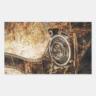 Antiek oude fotocamera rechthoekige sticker