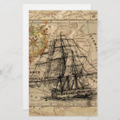 Antiek Oude Generaal Frankrijk Kaart & Schip (Voorkant / Achterkant)