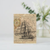 Antiek Oude Generaal Frankrijk Kaart & Schip (Staand voorkant)