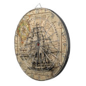 Antiek Oude Generaal Frankrijk Kaart & Schip Dartbord (Voorkant Rechts)