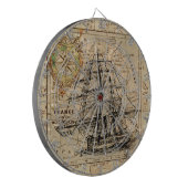 Antiek Oude Generaal Frankrijk Kaart & Schip Dartbord (Voorkant Links)