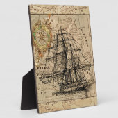 Antiek Oude Generaal Frankrijk Kaart & Schip Fotoplaat (Zijkant)