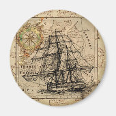 Antiek Oude Generaal Frankrijk Kaart & Schip Magneet (Voorkant)