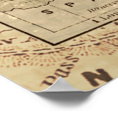 Antiek Oude Generaal Frankrijk Kaart & Schip Poster (Hoek)