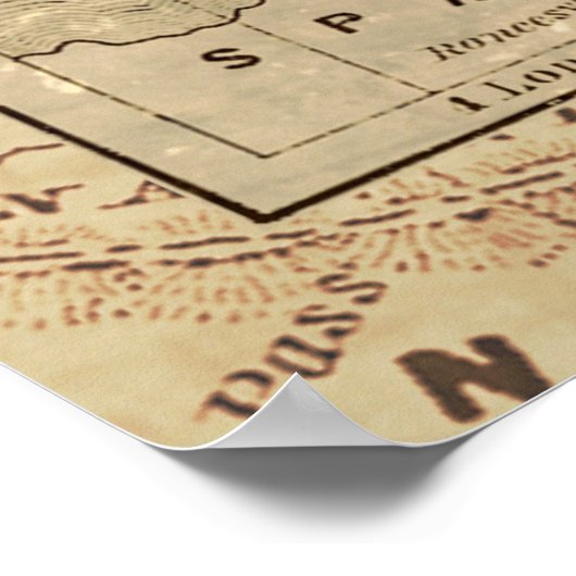 Antiek Oude Generaal Frankrijk Kaart & Schip Poster (Hoek)