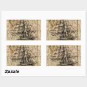 Antiek Oude Generaal Frankrijk Kaart & Schip Rechthoekige Sticker (Vel)