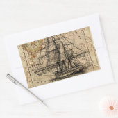 Antiek Oude Generaal Frankrijk Kaart & Schip Rechthoekige Sticker (Envelop)