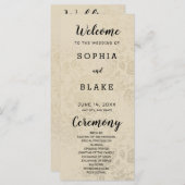 Antiek oude gouden Rozen bruiloft programma (Voorkant / Achterkant)