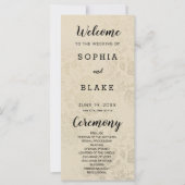 Antiek oude gouden Rozen bruiloft programma (Voorkant)