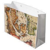 Antiek oude kaart geïnspireerd (10) groot cadeauzakje (Achterkant Gekanteld)