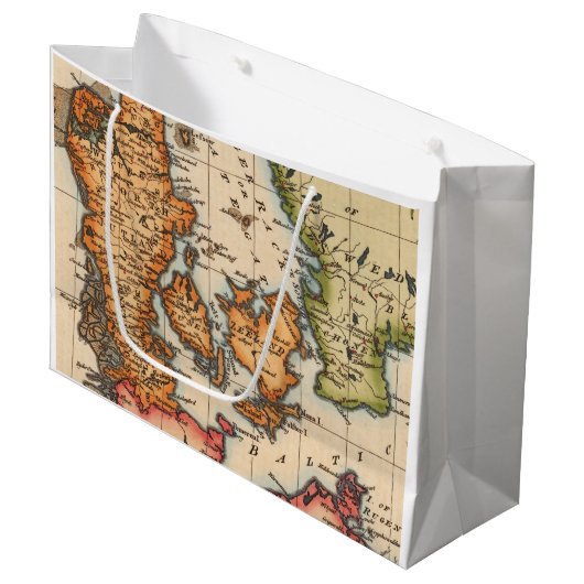 Antiek oude kaart geïnspireerd (10) groot cadeauzakje (Voorkant Gekanteld)