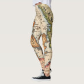 Antiek oude kaart geïnspireerd (10) leggings (Links)